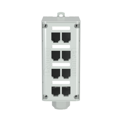 PANDUIT - Panel de Parcheo Modular para Fibra Óptica, de Instalación en Riel DIN Estándar de 35mm, 8 Puertos Mini-Com, Color Gris