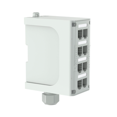 PANDUIT - Panel de Parcheo Modular para Fibra Óptica, de Instalación en Riel DIN Estándar de 35mm, 8 Puertos Mini-Com, Color Gris