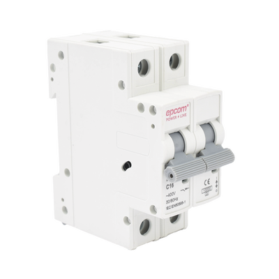 EPCOM POWERLINE - Protección Térmica 2P, 16 A,  Corriente Alterna  400 Vca para Aplicación Fotovoltaica Montaje Riel DIN