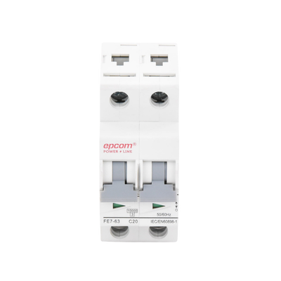 EPCOM POWERLINE - Protección Térmica 2P, 20A,  Corriente Alterna  400 Vca para Aplicación Fotovoltaica Montaje Riel DIN
