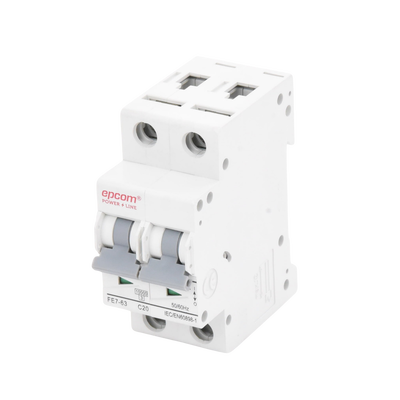 EPCOM POWERLINE - Protección Térmica 2P, 20A,  Corriente Alterna  400 Vca para Aplicación Fotovoltaica Montaje Riel DIN