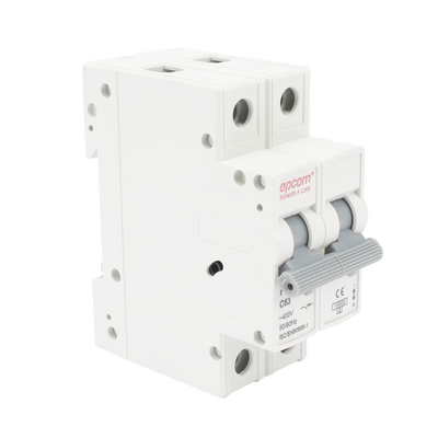 EPCOM POWERLINE - Protección Térmica/ Interruptor 2P, 63 A,  Corriente Alterna  400 Vca para Aplicación Fotovoltaica Montaje Riel DIN