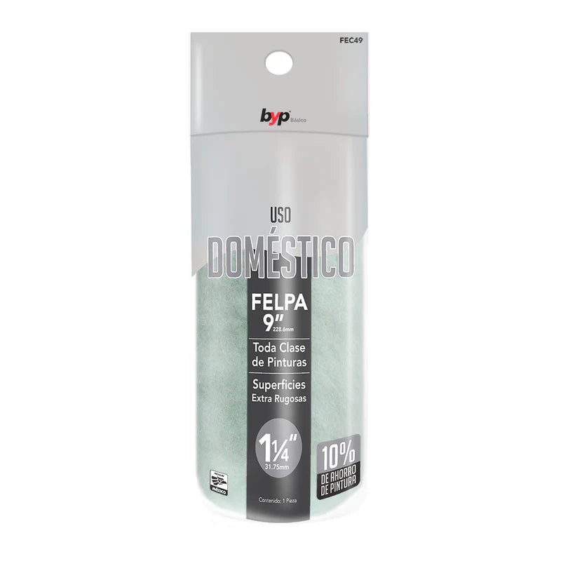 Felpa 9" de uso doméstico para superficies rugosas 9"x 3/4"