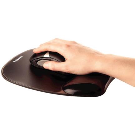 FELLOWES - Mouse Pad Fellowes con Reposamuñecas de Gel Crystal Color Negro