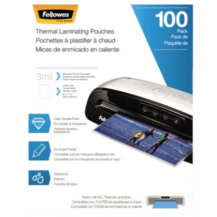 FELLOWES - Mica Térmica Fellowes Tamaño Carta 3 Milésimas C/100 piezas