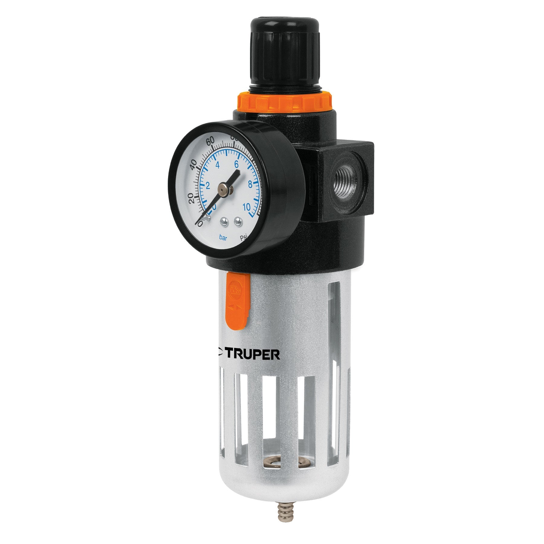Filtro y regulador, presion de aire, cuerda 1/4' NPT, TRUPER