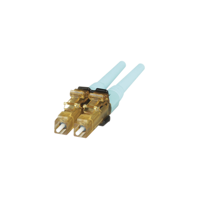 PANDUIT - Conector de Fibra Óptica LC Duplex OptiCam, Multimodo 50/125 OM3/OM4, Pre-pulido, Color Aqua