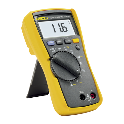FLUKE - Multímetro Digital para Electricista, con Termómetro Integrado para Aplicaciones HVAC, Uso con Voltaje Máximo de 600 V, Pantalla LED Retroiluminada. Incluye Certificado de Calibración