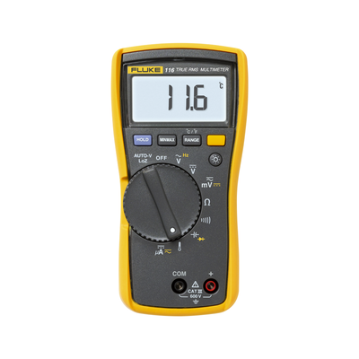FLUKE - Multímetro Digital para Electricista, con Termómetro Integrado para Aplicaciones HVAC, Uso con Voltaje Máximo de 600 V, Pantalla LED Retroiluminada. Incluye Certificado de Calibración