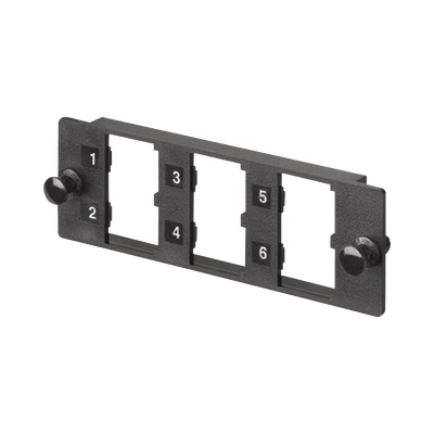 PANDUIT - Placa Modular FAP de 6 Puertos Mini-Com, Acepta Módulos de Fibra Óptica, Cobre o Audio y Video, Color Negro
