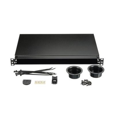 PANDUIT - Panel de Distribución de Fibra Óptica, Acepta 4 Casetes QuickNet o Placas FAP/FMP con Panel CFAPPBL1 (No Incluido), Bandeja Fija, Hasta 96 Fibras, Color Negro, 1UR