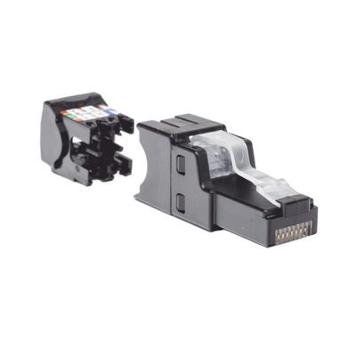 PANDUIT - Plug RJ45 UTP, Instalación Recta, Terminación en Campo Certificable, Compatible con Cat5e, Cat6 y Cat6A, Color Negro