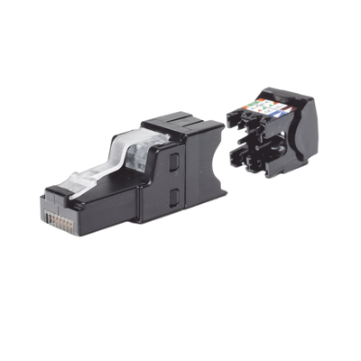 PANDUIT - Plug RJ45 UTP, Instalación Recta, Terminación en Campo Certificable, Compatible con Cat5e, Cat6 y Cat6A, Color Negro