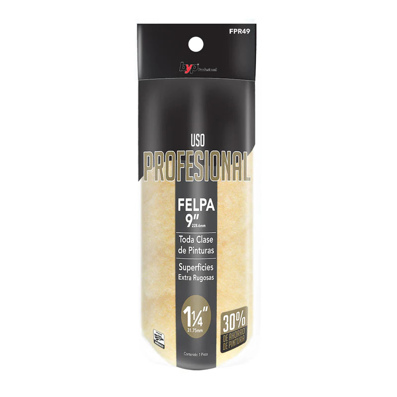 Felpa de uso profesional para superficies rugosas 9"x 1/2"