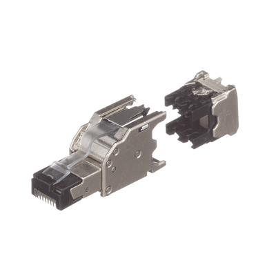PANDUIT - Plug RJ45 Blindado, Instalación Recta, Terminación en Campo Certificable, Compatible con Cat5e, Cat6 y Cat6A, Color Plata, Paquete de 10 Piezas