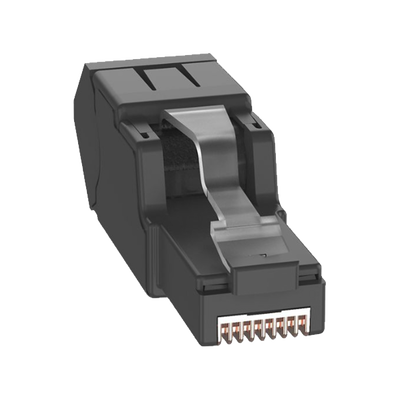 PANDUIT - Plug RJ45 UTP, Instalación Angulada 45 Grados, Terminación en Campo Certificable, Compatible con Cat5e, Cat6 y Cat6A, Color Negro
