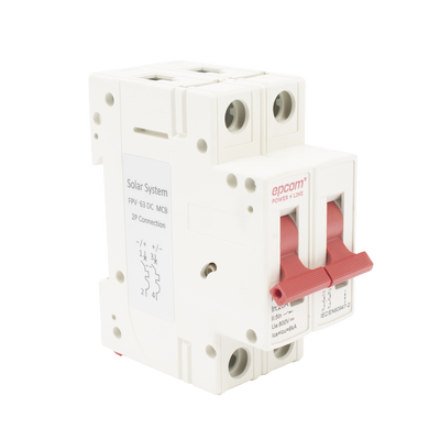 EPCOM POWERLINE - Protección Térmica/ Interruptor 2P, 20 A,  Corriente Directa  800 Vcc para Aplicación Fotovoltaica Montaje Riel DIN