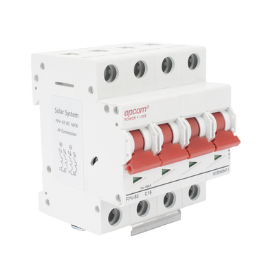 EPCOM POWERLINE - Protección Térmica 4P, 16A,  Corriente Directa  1000 Vcc para Aplicación Fotovoltaica Montaje Riel DIN