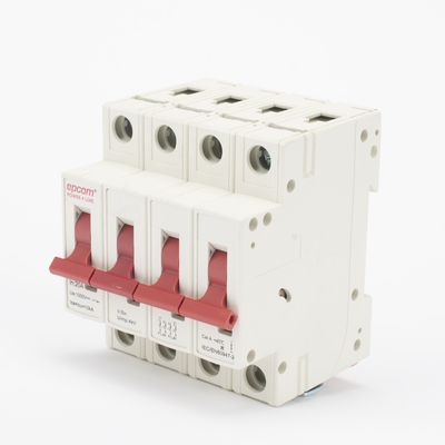 EPCOM POWERLINE - Protección Térmica 4P, 20A,  Corriente Directa  1000 Vcc para Aplicación Fotovoltaica Montaje Riel DIN