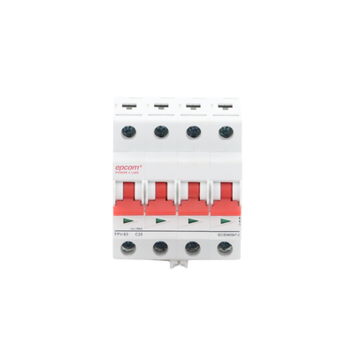 EPCOM POWERLINE - Protección Térmica/ Interruptor 4P, 25A,  Corriente Directa  1000 Vcc para Aplicación Fotovoltaica Montaje Riel DIN