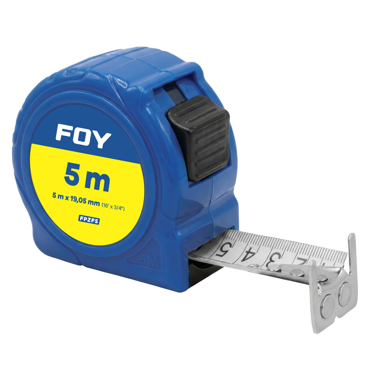 Foy - Flexómetro con carcasa de plástico azul, 5mx19mm