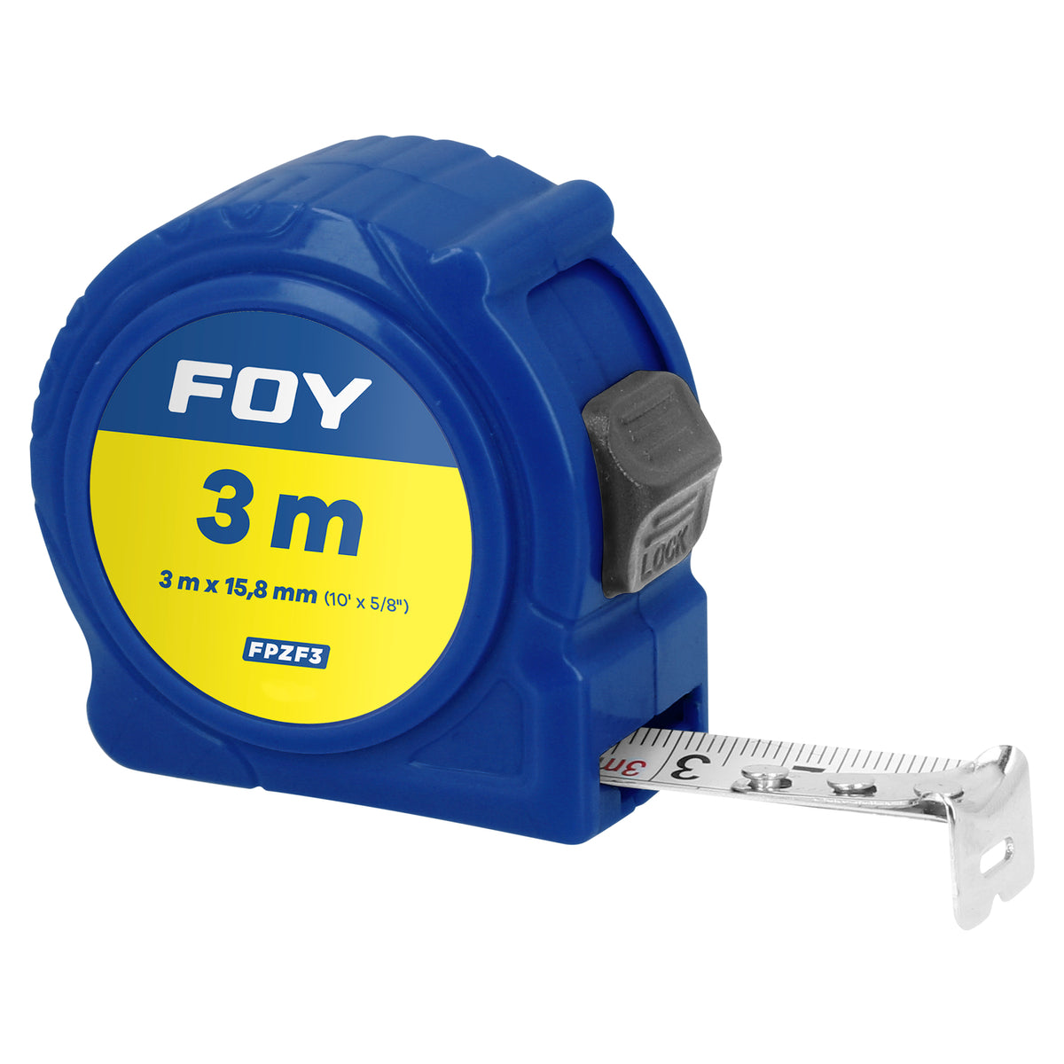 Foy - Flexómetro con carcasa de plástico azul, 3mx16mm
