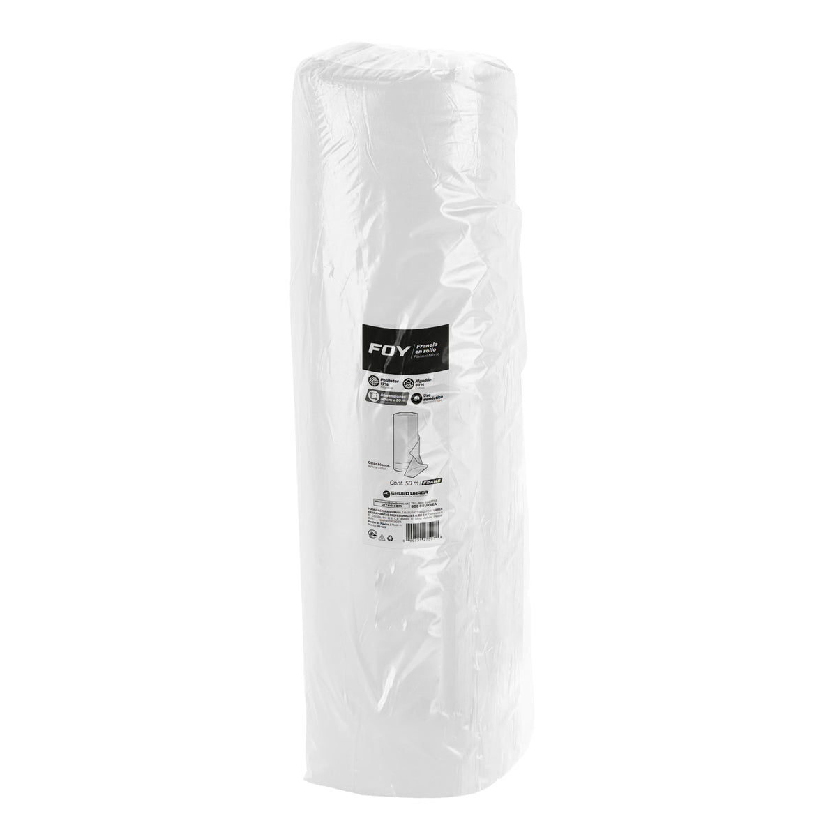 Foy - Franela rollo 50cmx50m bco