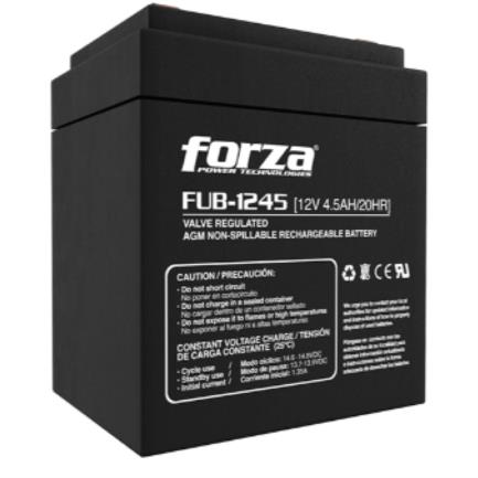 FORZA POWER TECHNOLOGIES - Batería Forza FUB-1245 Sellada de Plomo-Ácido Recargable 12V 4.5Ah AGM Sin Mantenimiento Negro
