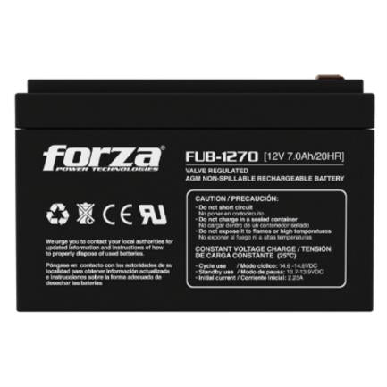 FORZA POWER TECHNOLOGIES - Batería Forza FUB-1270 Sellada de Plomo-Ácido Recargable 12V 7Ah AGM Sin Mantenimiento Negro