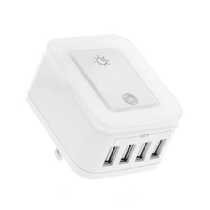 FORZA POWER TECHNOLOGIES - Tomacorriente Forza FWT-4012USB con Protector Sobretención 4 Puertos USB de 5V Luz Nocturna Regulable