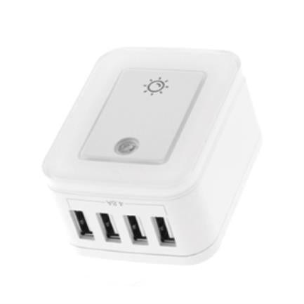 FORZA POWER TECHNOLOGIES - Tomacorriente Forza FWT-4012USB con Protector Sobretención 4 Puertos USB de 5V Luz Nocturna Regulable