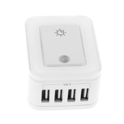FORZA POWER TECHNOLOGIES - Tomacorriente Forza FWT-4012USB con Protector Sobretención 4 Puertos USB de 5V Luz Nocturna Regulable