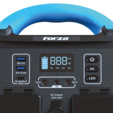 FORZA POWER TECHNOLOGIES - Generador Eléctrico Portátil Forza FPP-T300 300W Tomas 2AC/6DC 2 Ventiladores Pantalla LCD Panel de Control Integrado