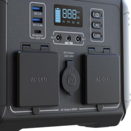 FORZA POWER TECHNOLOGIES - Generador Eléctrico Portátil Forza FPP-T300 300W Tomas 2AC/6DC 2 Ventiladores Pantalla LCD Panel de Control Integrado