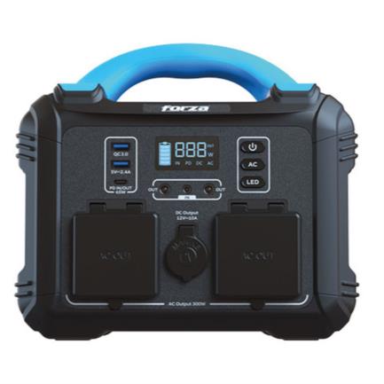 FORZA POWER TECHNOLOGIES - Generador Eléctrico Portátil Forza FPP-T300 300W Tomas 2AC/6DC 2 Ventiladores Pantalla LCD Panel de Control Integrado