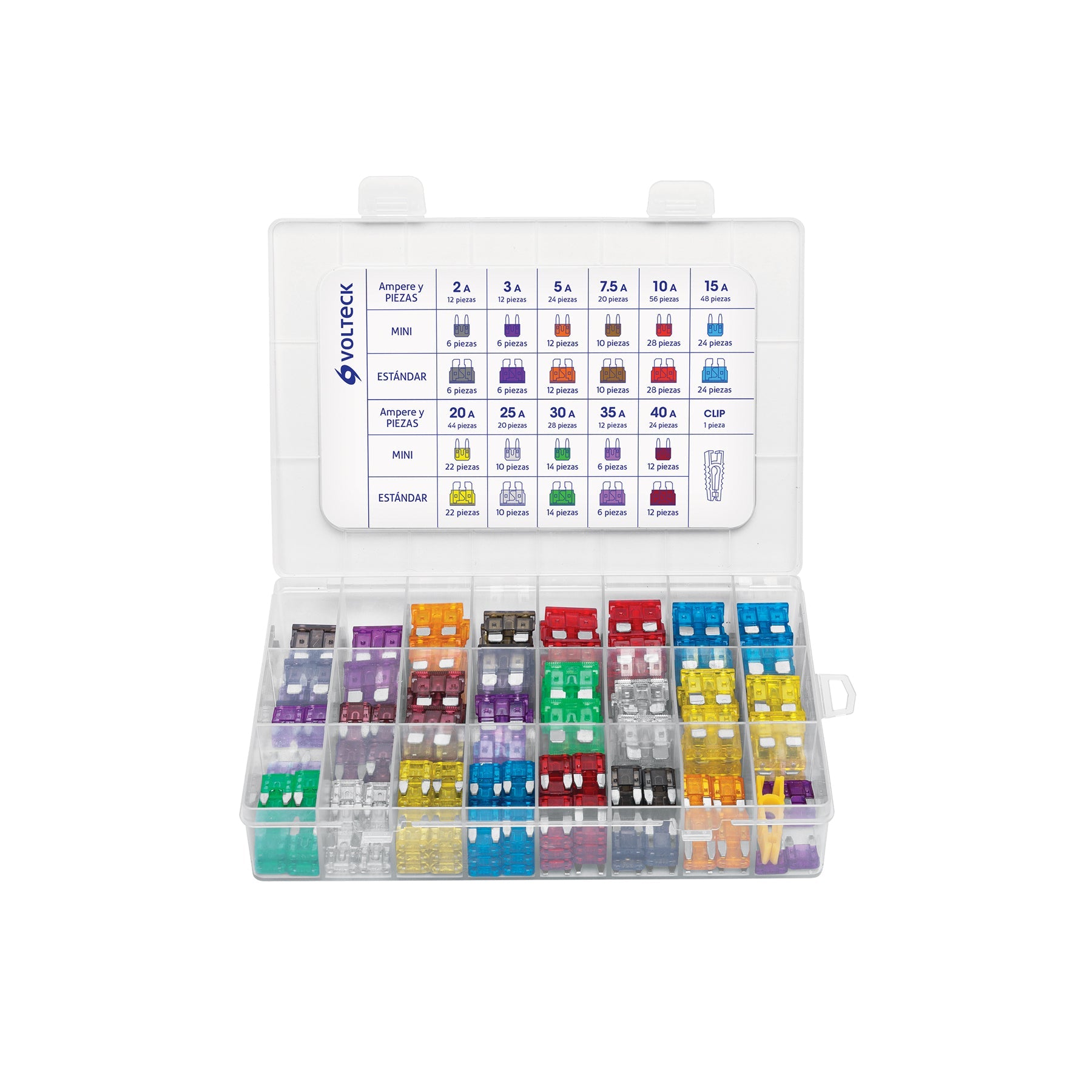Juego de fusibles automotrices estandar y mini, 300 pz