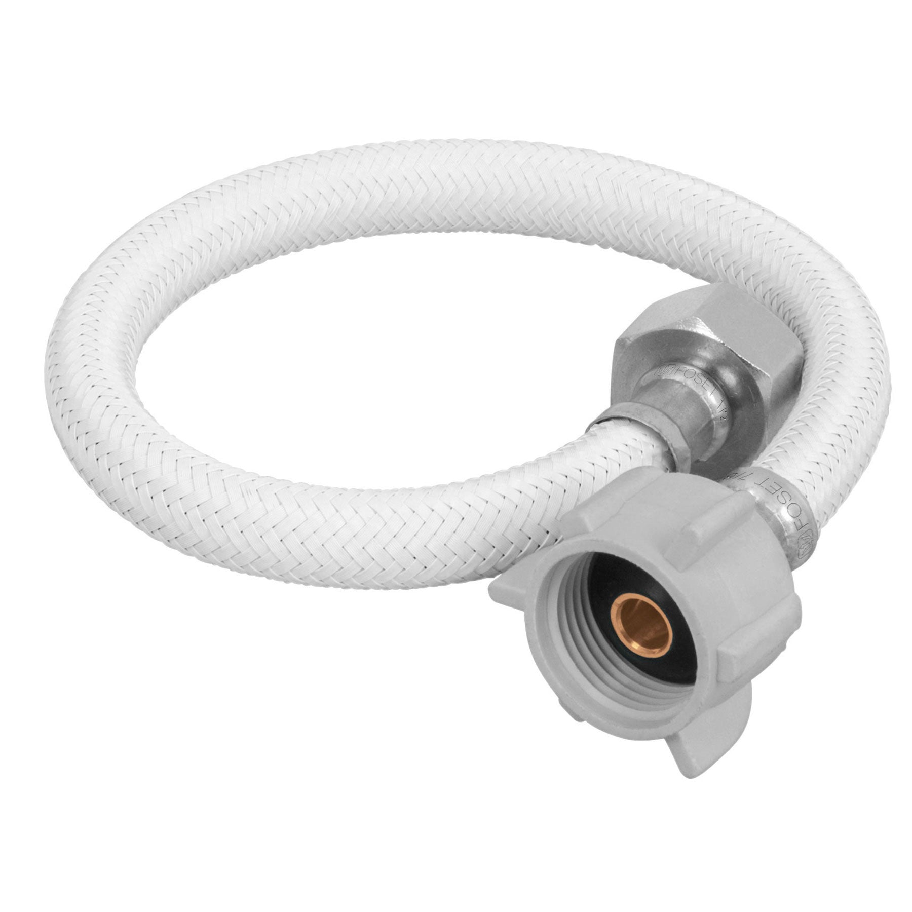 Manguera p/WC, vinilo blanco, 1/2x7/8', 35cm, plastico/laton