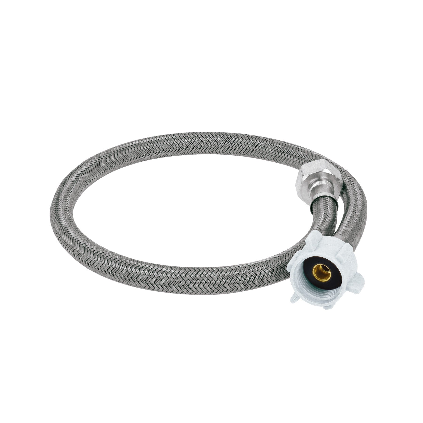 Manguera p/WC, vinilo gris, 1/2'x7/8', 60cm, plastico/laton