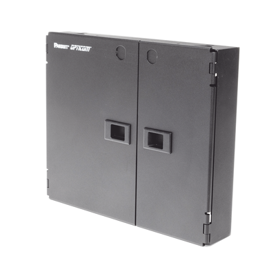 PANDUIT - Caja de Conexión de Fibra Óptica, Para Montaje en Pared, Acepta 2 Placas FAP o FMP, Hasta 48 Fibras, Color Negro