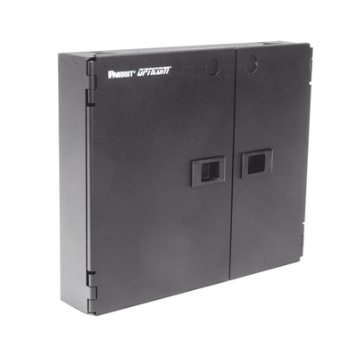 PANDUIT - Caja de Conexión de Fibra Óptica, Para Montaje en Pared, Acepta 2 Placas FAP o FMP, Hasta 48 Fibras, Color Negro