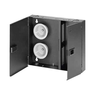 PANDUIT - Caja de Conexión de Fibra Óptica, Para Montaje en Pared, Acepta 2 Placas FAP o FMP, Hasta 48 Fibras, Color Negro