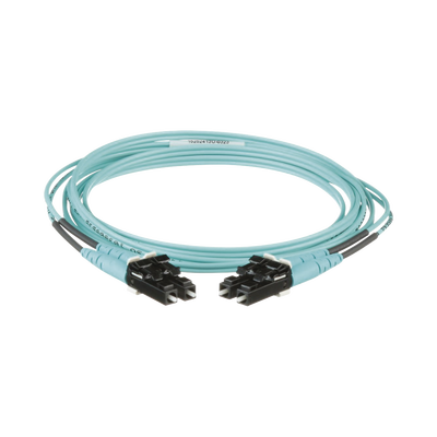 PANDUIT - Jumper de Fibra Optica Multimodo 50/125 OM3, LC-LC Duplex, OFNR (Riser), Color Aqua, 2 Metros (6.56 Pies)