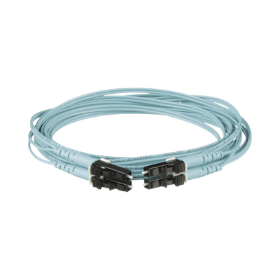 PANDUIT - Jumper de Fibra Optica Multimodo 50/125 OM3, LC-LC Duplex, OFNR (Riser), Color Aqua, 4 Metros (13.12 Pies)