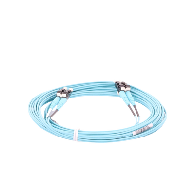 PANDUIT - Jumper de Fibra Optica Multimodo 50/125 OM3, LC-LC Duplex, OFNR (Riser), Color Aqua, 5 Metros (16.40 Pies)