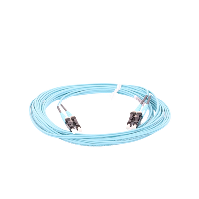 PANDUIT - Jumper de Fibra Optica Multimodo 50/125 OM3, LC-LC Duplex, OFNR (Riser), Color Aqua, 5 Metros (16.40 Pies)