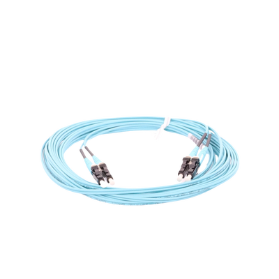 PANDUIT - Jumper de Fibra Optica Multimodo 50/125 OM3, LC-LC Duplex, OFNR (Riser), Color Aqua, 5 Metros (16.40 Pies)