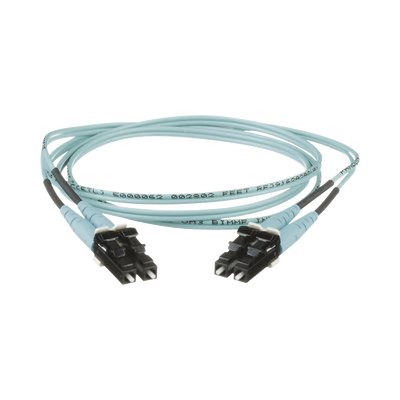 PANDUIT - Jumper de Fibra Optica Multimodo 50/125 OM3, LC-LC Duplex, OFNR (Riser), Color Aqua, 8 Metros (26.25 Pies)