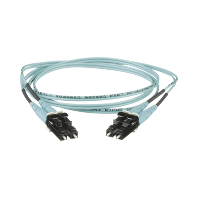 PANDUIT - Jumper de Fibra Optica Multimodo 50/125 OM3, LC-LC Duplex, OFNR (Riser), Color Aqua, 8 Metros (26.25 Pies)