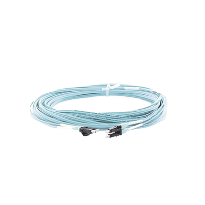PANDUIT - Jumper de Fibra Optica Multimodo 50/125 OM3, LC-LC Duplex, OFNR (Riser), Color Aqua, 15 Metros (49.21 Pies)
