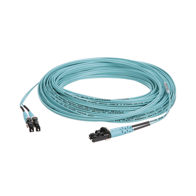 PANDUIT - Jumper de Fibra Optica Multimodo 50/125 OM3, LC-LC Duplex, OFNR (Riser), Color Aqua, 15 Metros (49.21 Pies)